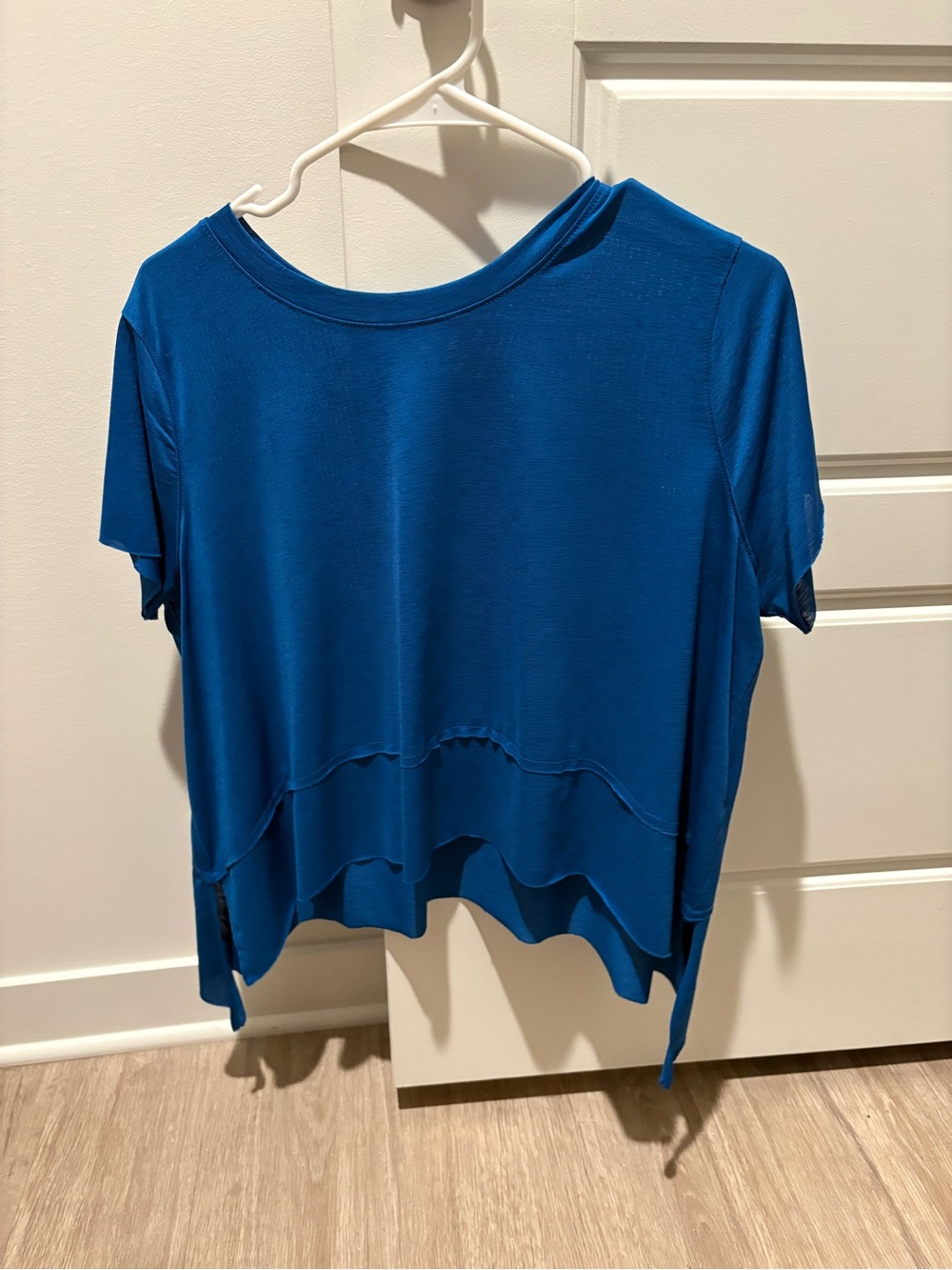 Zenana Outfitters Royal Blue Short Sleeve Layered Hem Tee